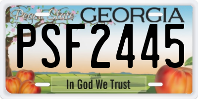 GA license plate PSF2445
