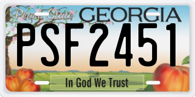 GA license plate PSF2451