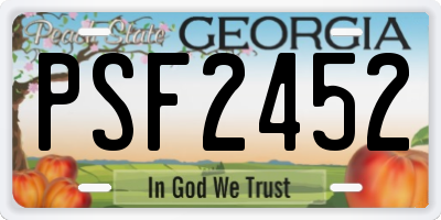 GA license plate PSF2452