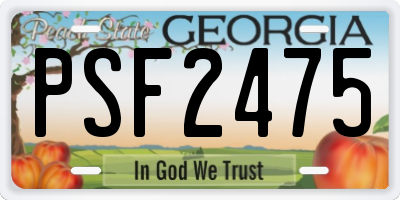 GA license plate PSF2475