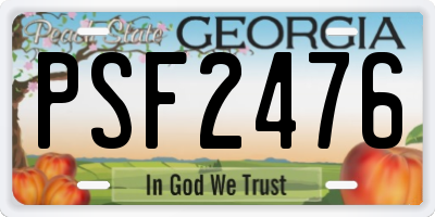 GA license plate PSF2476