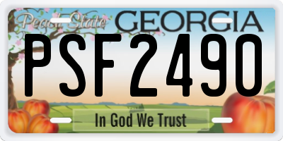 GA license plate PSF2490