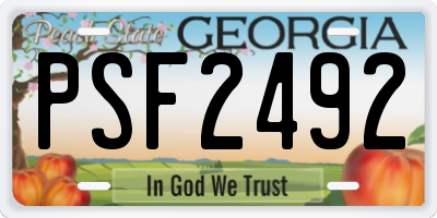 GA license plate PSF2492