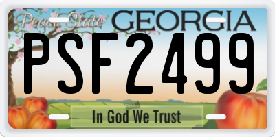 GA license plate PSF2499