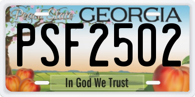 GA license plate PSF2502