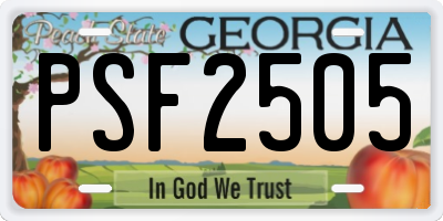 GA license plate PSF2505
