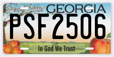 GA license plate PSF2506