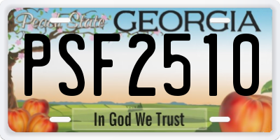 GA license plate PSF2510