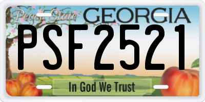 GA license plate PSF2521
