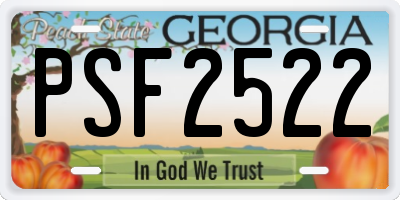 GA license plate PSF2522