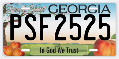 GA license plate PSF2525