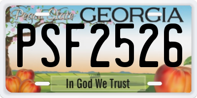 GA license plate PSF2526