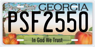 GA license plate PSF2550