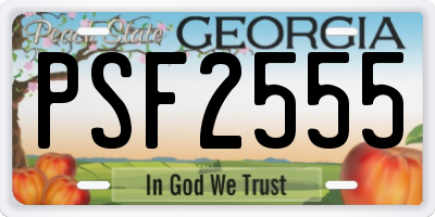 GA license plate PSF2555
