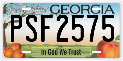 GA license plate PSF2575