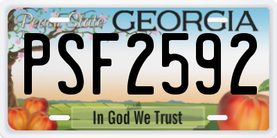 GA license plate PSF2592