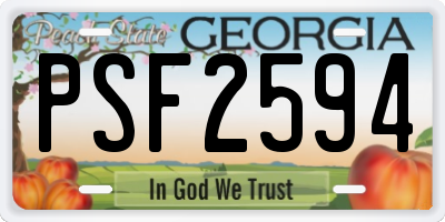 GA license plate PSF2594