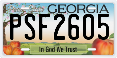 GA license plate PSF2605