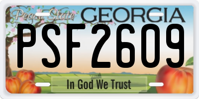 GA license plate PSF2609