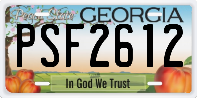 GA license plate PSF2612