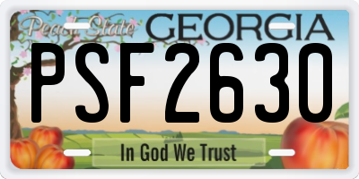 GA license plate PSF2630
