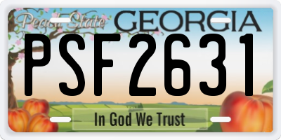 GA license plate PSF2631