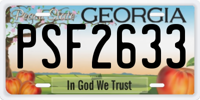 GA license plate PSF2633