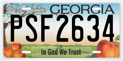 GA license plate PSF2634