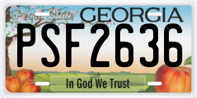 GA license plate PSF2636