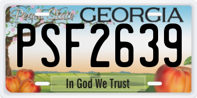 GA license plate PSF2639