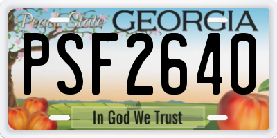 GA license plate PSF2640