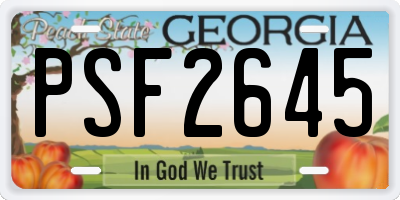 GA license plate PSF2645