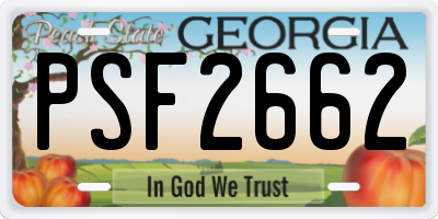 GA license plate PSF2662