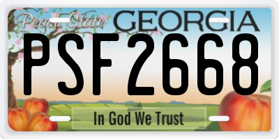 GA license plate PSF2668