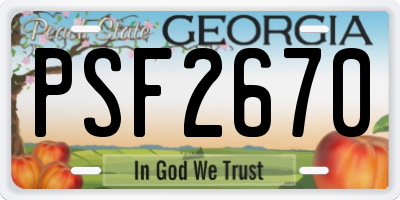 GA license plate PSF2670