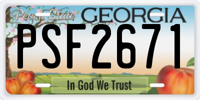 GA license plate PSF2671
