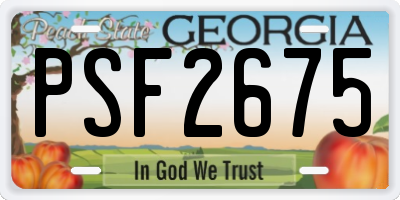 GA license plate PSF2675