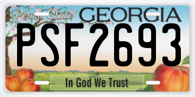 GA license plate PSF2693