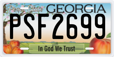 GA license plate PSF2699