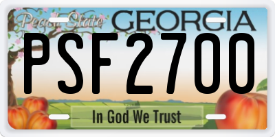 GA license plate PSF2700