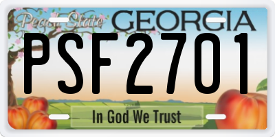 GA license plate PSF2701