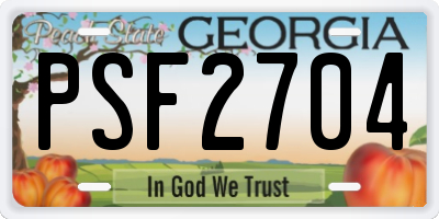 GA license plate PSF2704