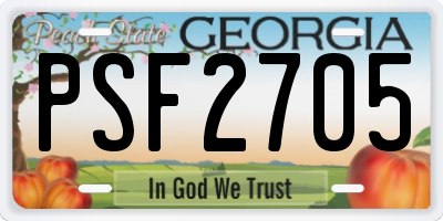 GA license plate PSF2705