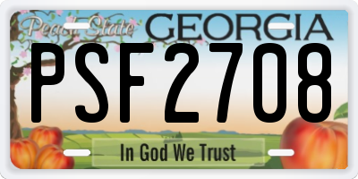 GA license plate PSF2708