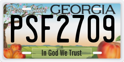 GA license plate PSF2709