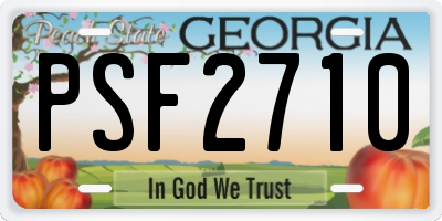 GA license plate PSF2710