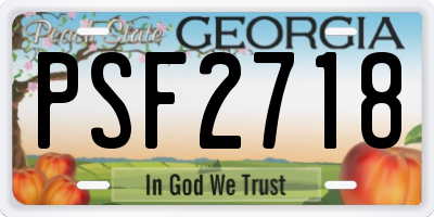GA license plate PSF2718