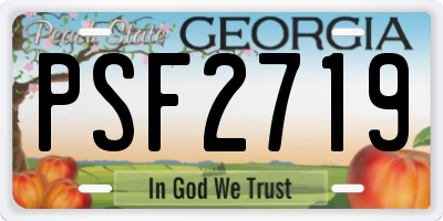 GA license plate PSF2719