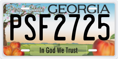 GA license plate PSF2725