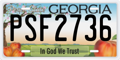 GA license plate PSF2736